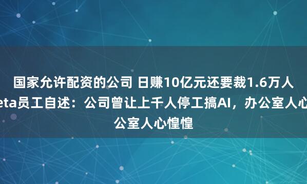 国家允许配资的公司 日赚10亿元还要裁1.6万人？Meta员工自述：公司曾让上千人停工搞AI，办公室人心惶惶